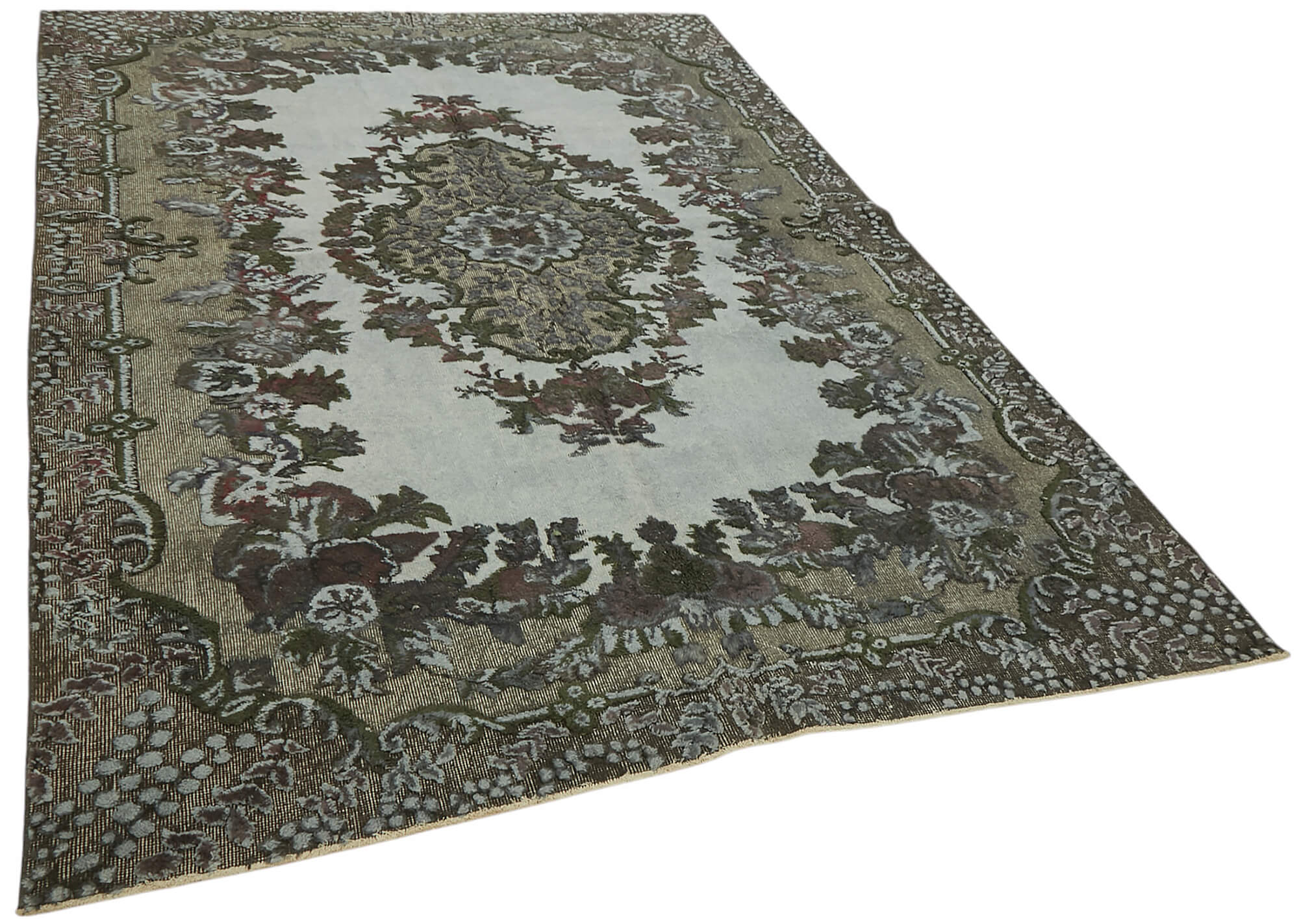 7x10 Vintage Hand-Carved Turkish Rug - 47048