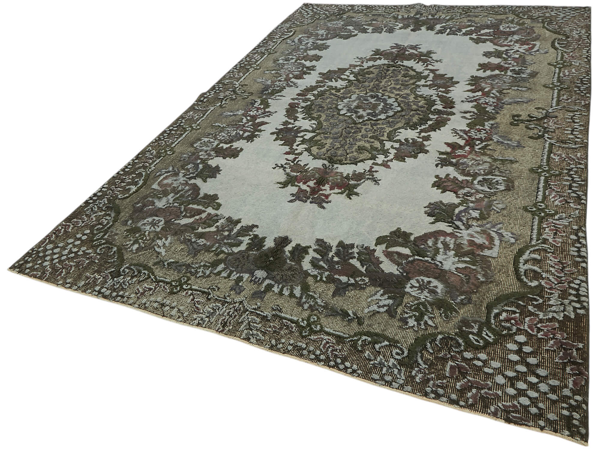 7x10 Vintage Hand-Carved Turkish Rug - 47048
