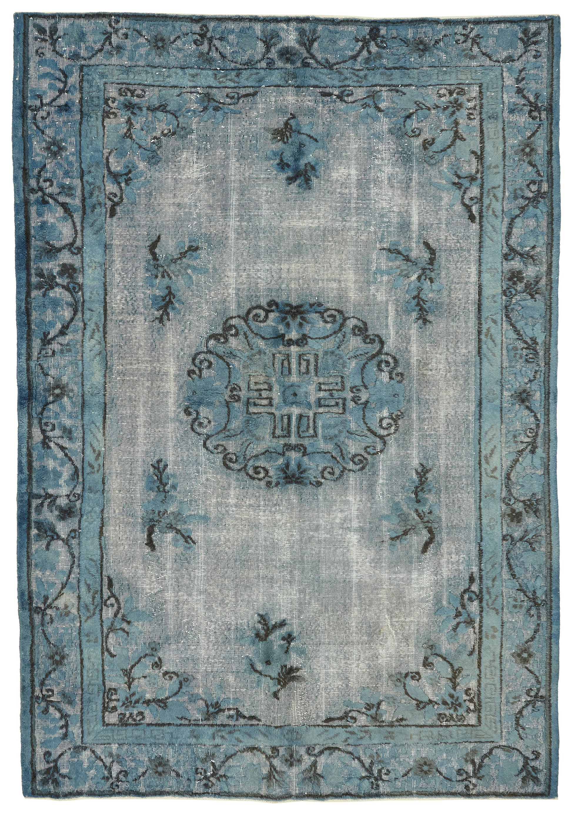 7x10 Vintage Hand-Carved Turkish Rug - 47049