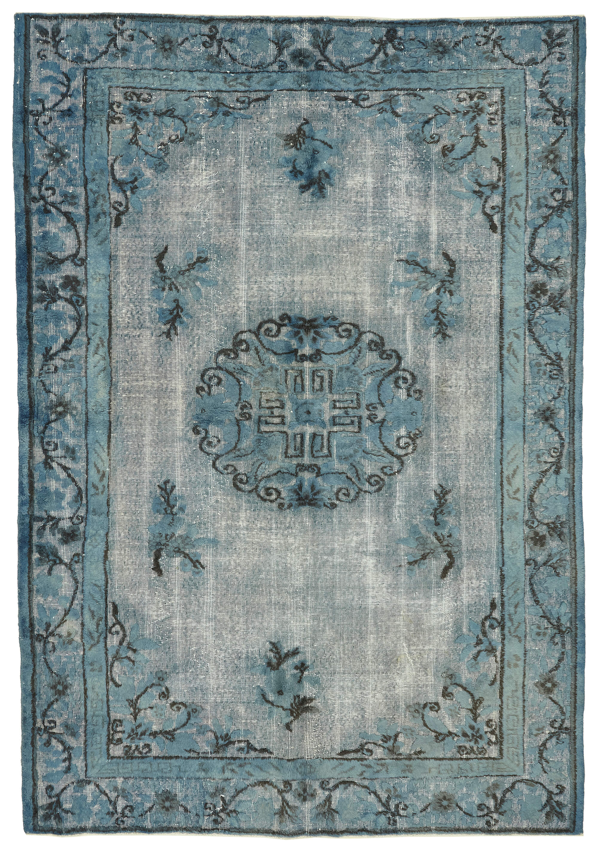 7x10 Vintage Hand-Carved Turkish Rug - 47049