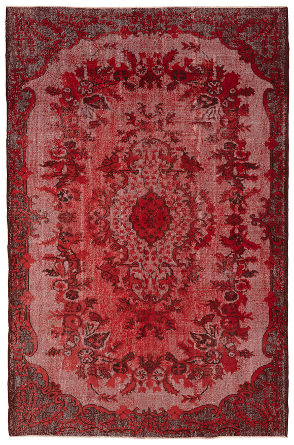 6x9 Vintage Hand-Carved Turkish Rug - 47056