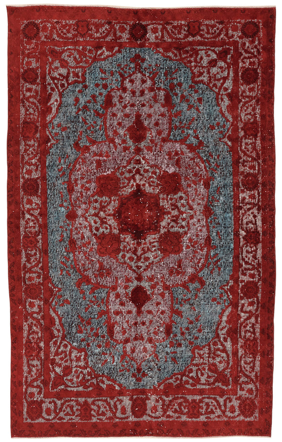 5x8 Vintage Hand-Carved Turkish Rug - 47058