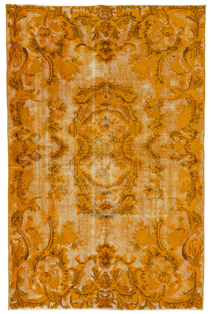 6x8 Vintage Hand-Carved Turkish Rug - 47059