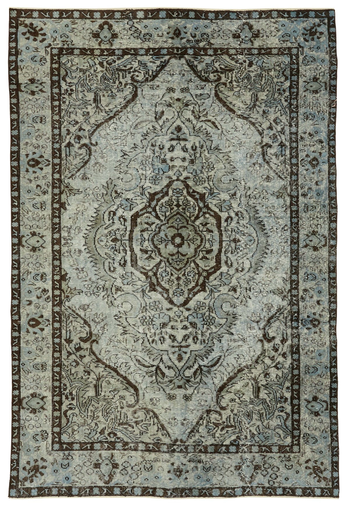 6x9 Vintage Hand-Carved Turkish Rug - 47071