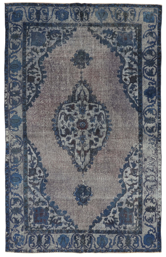 6x9 Vintage Hand-Carved Turkish Rug - 47081