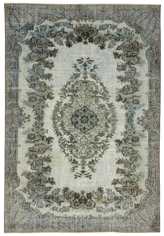 6x9 Vintage Hand-Carved Turkish Rug - 47085