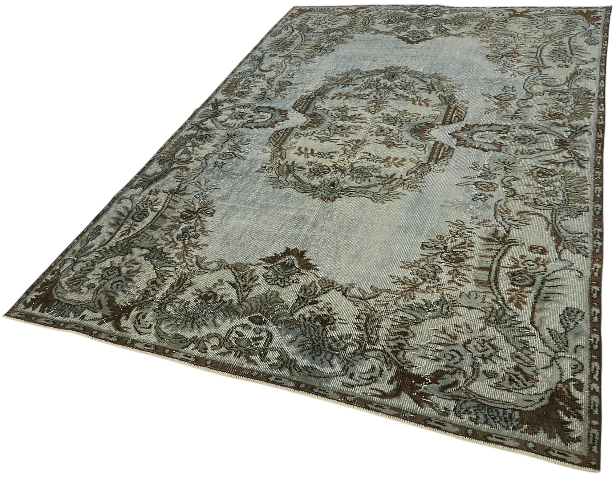 6x9 Vintage Hand-Carved Turkish Rug - 47086