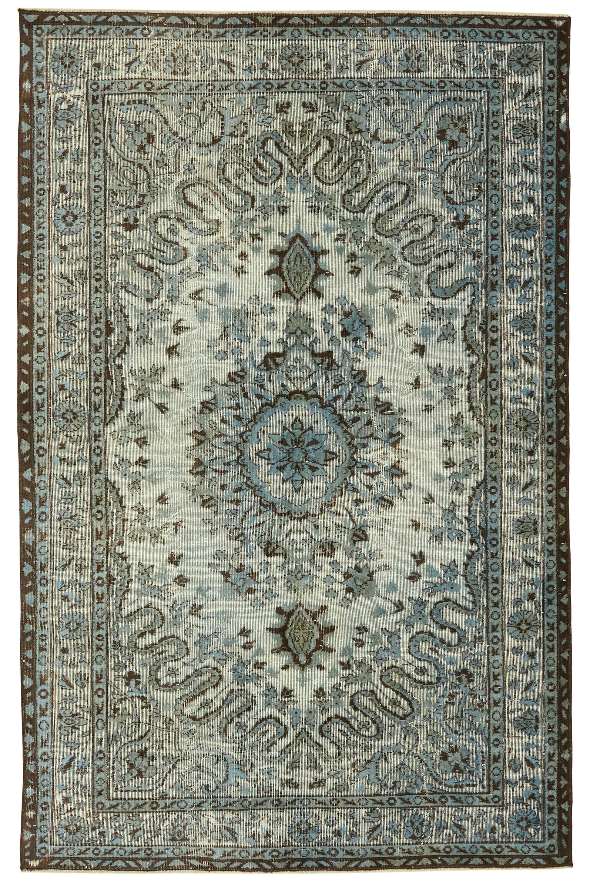 5x9 Vintage Hand-Carved Turkish Rug - 47087