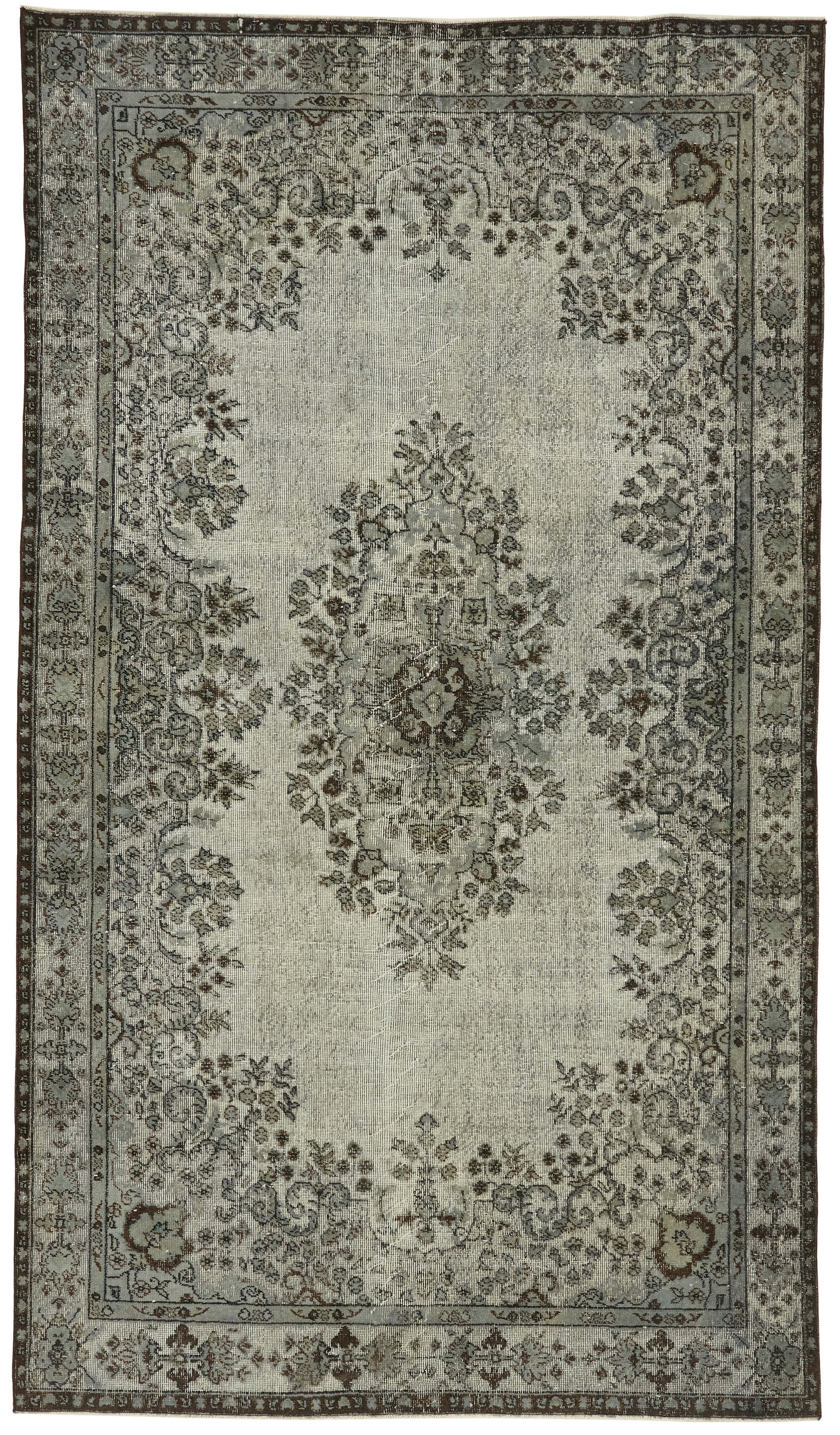 6x11 Vintage Hand-Carved Turkish Rug - 47088
