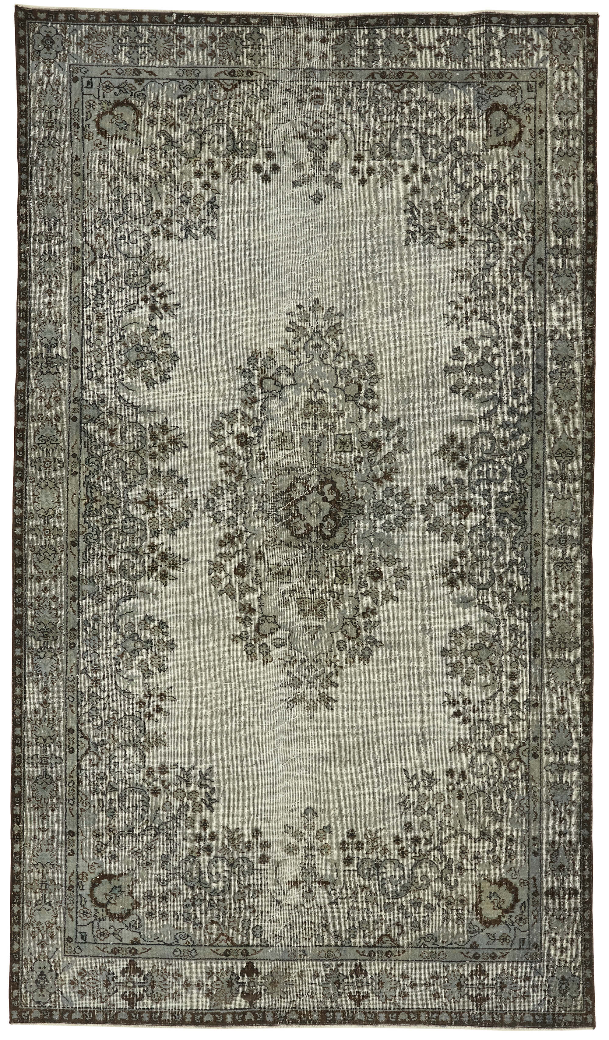 6x11 Vintage Hand-Carved Turkish Rug - 47088