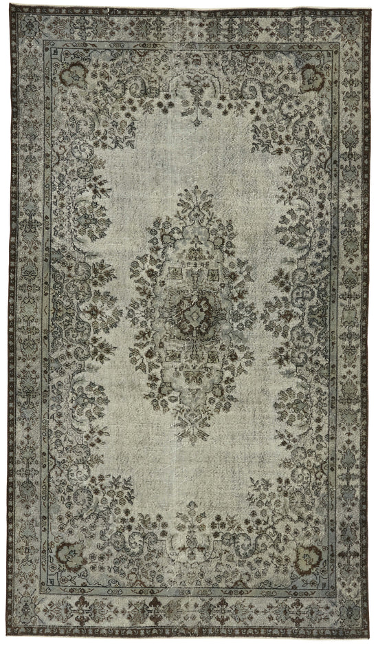 6x11 Vintage Hand-Carved Turkish Rug - 47088