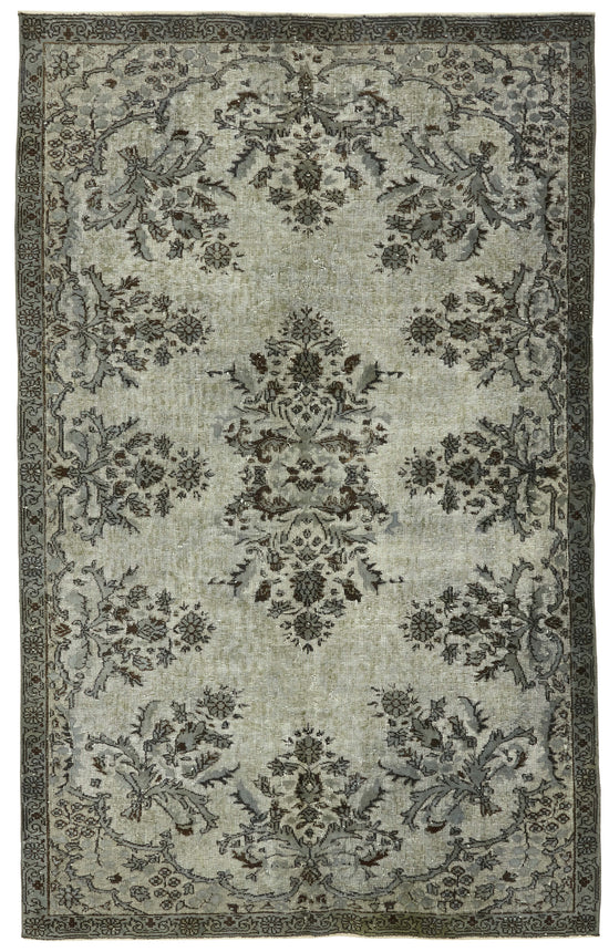 5x9 Vintage Hand-Carved Turkish Rug - 47091