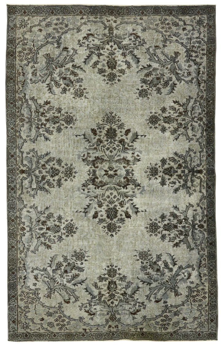 5x9 Vintage Hand-Carved Turkish Rug - 47091