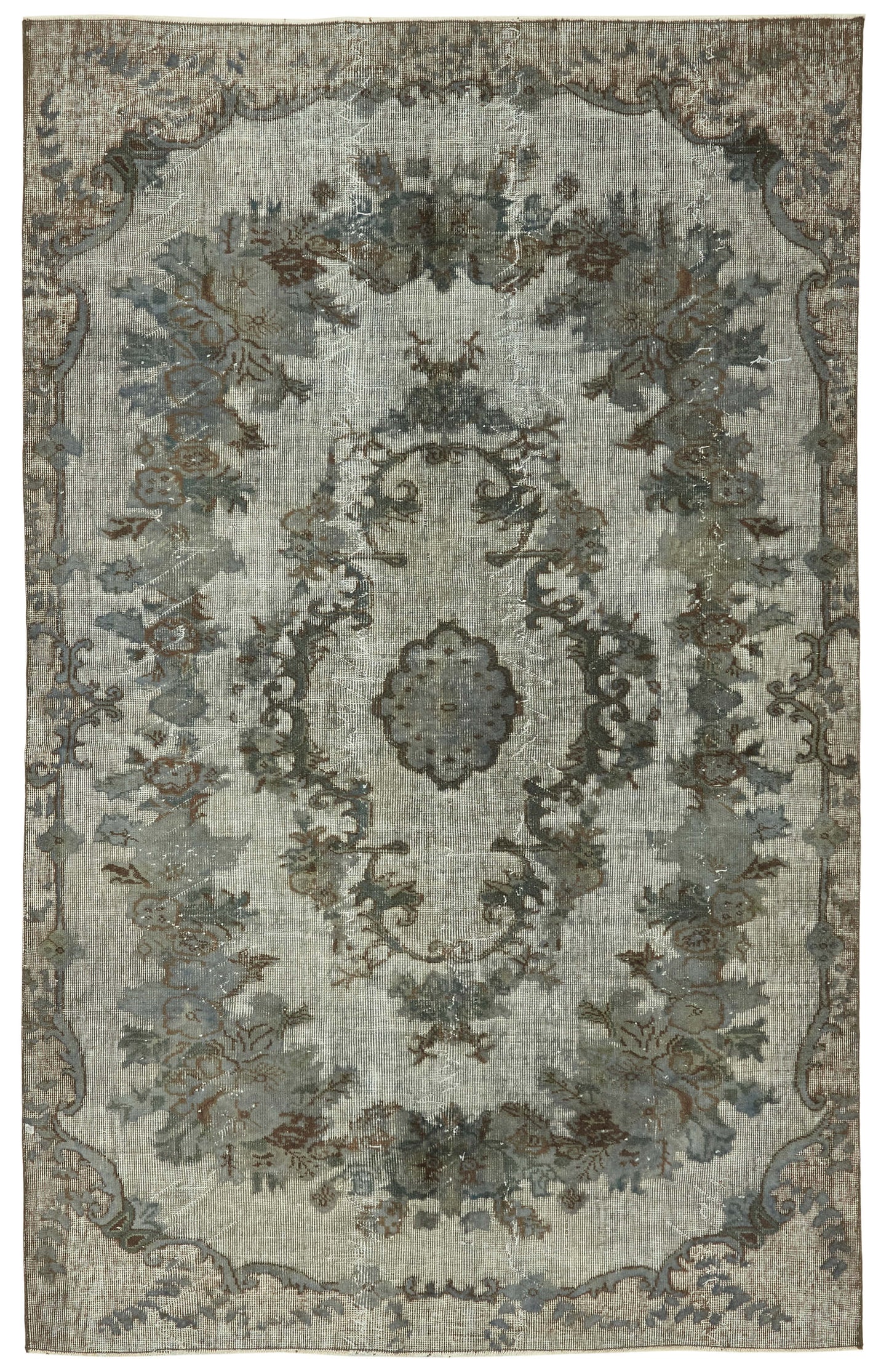 6x9 Vintage Hand-Carved Turkish Rug - 47092