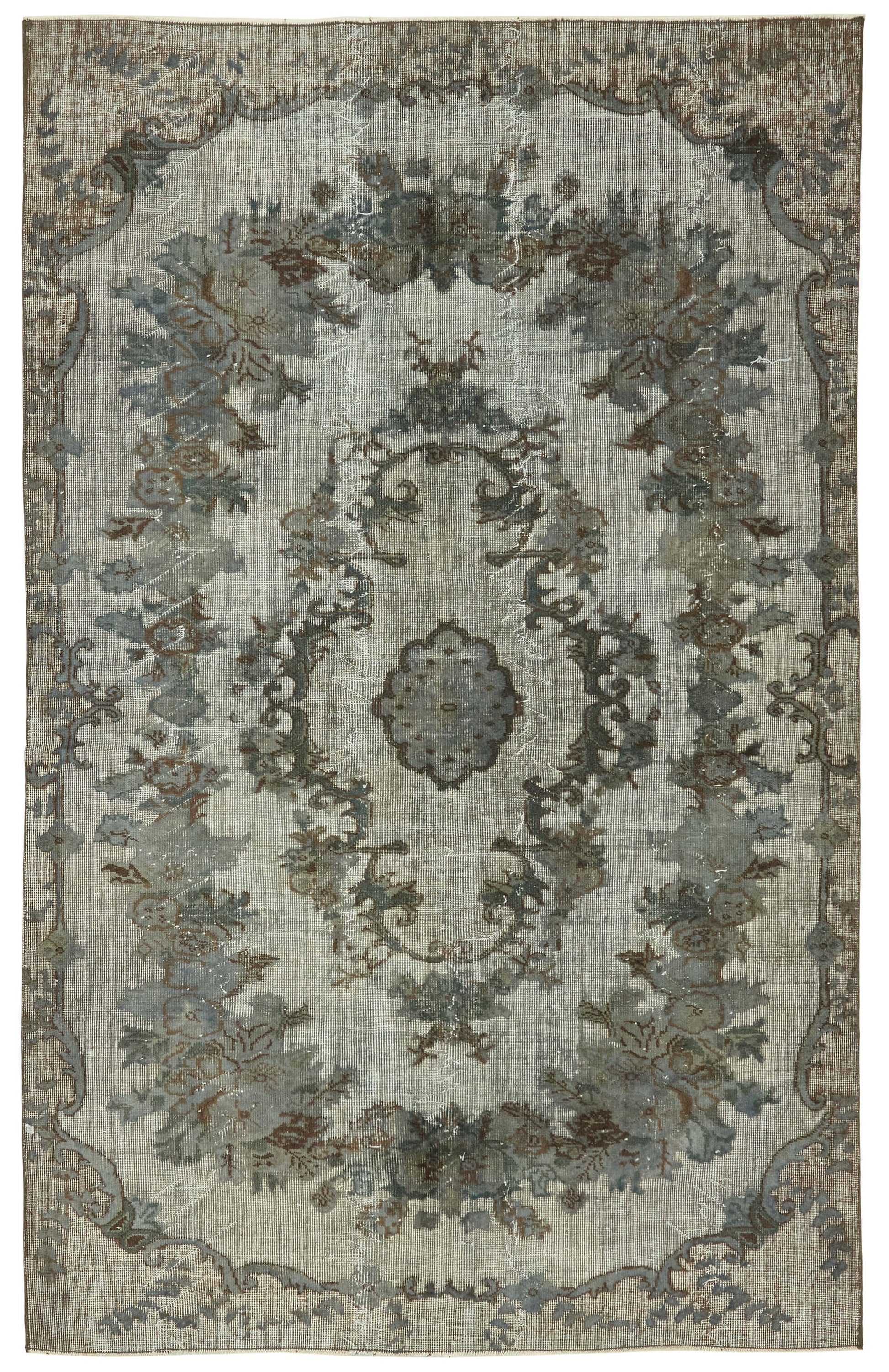 6x9 Vintage Hand-Carved Turkish Rug - 47092
