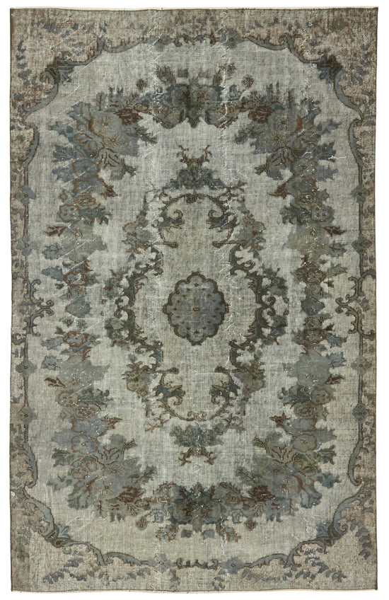 6x9 Vintage Hand-Carved Turkish Rug - 47092