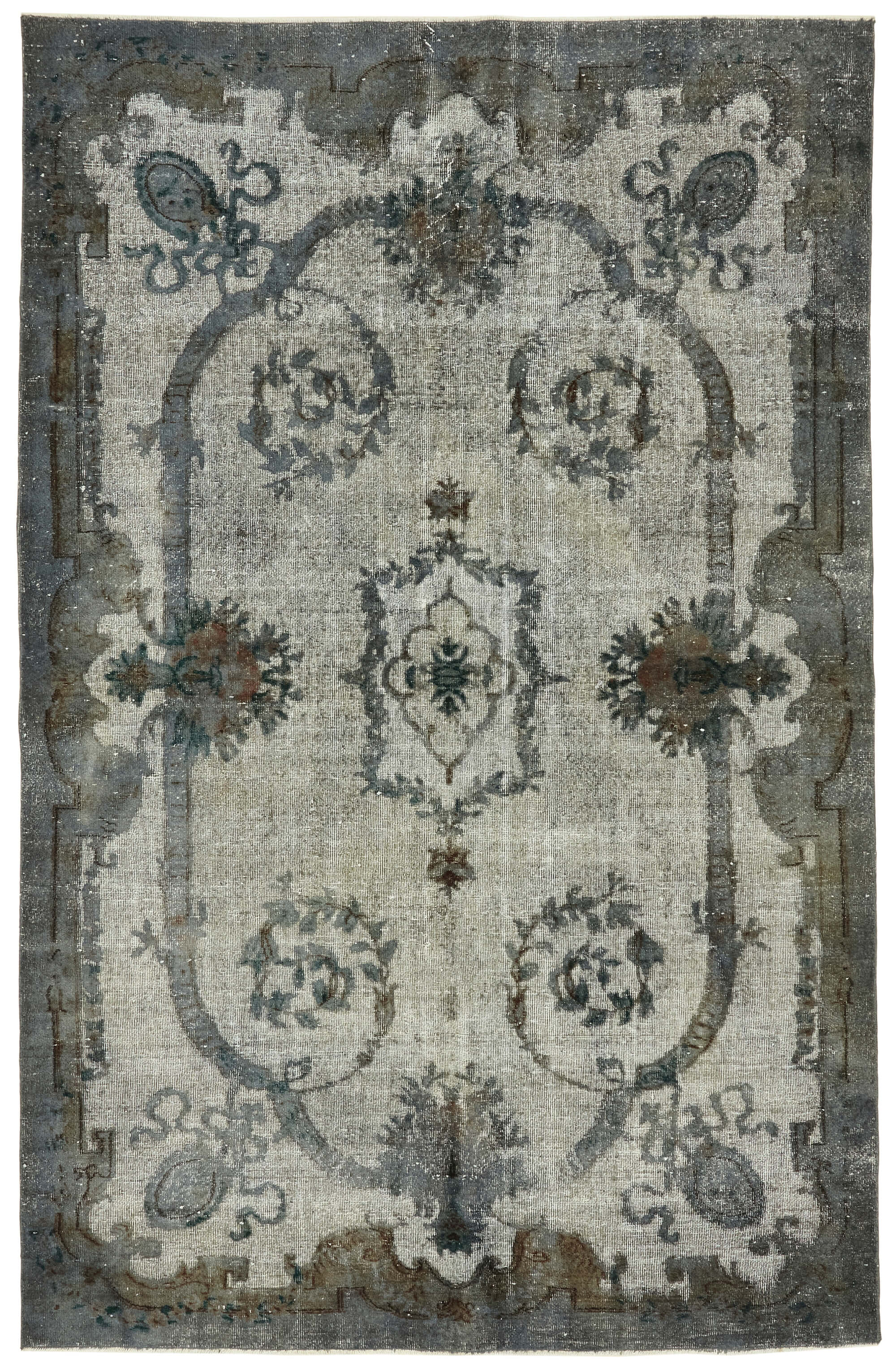 6x10 Vintage Hand-Carved Turkish Rug - 47094