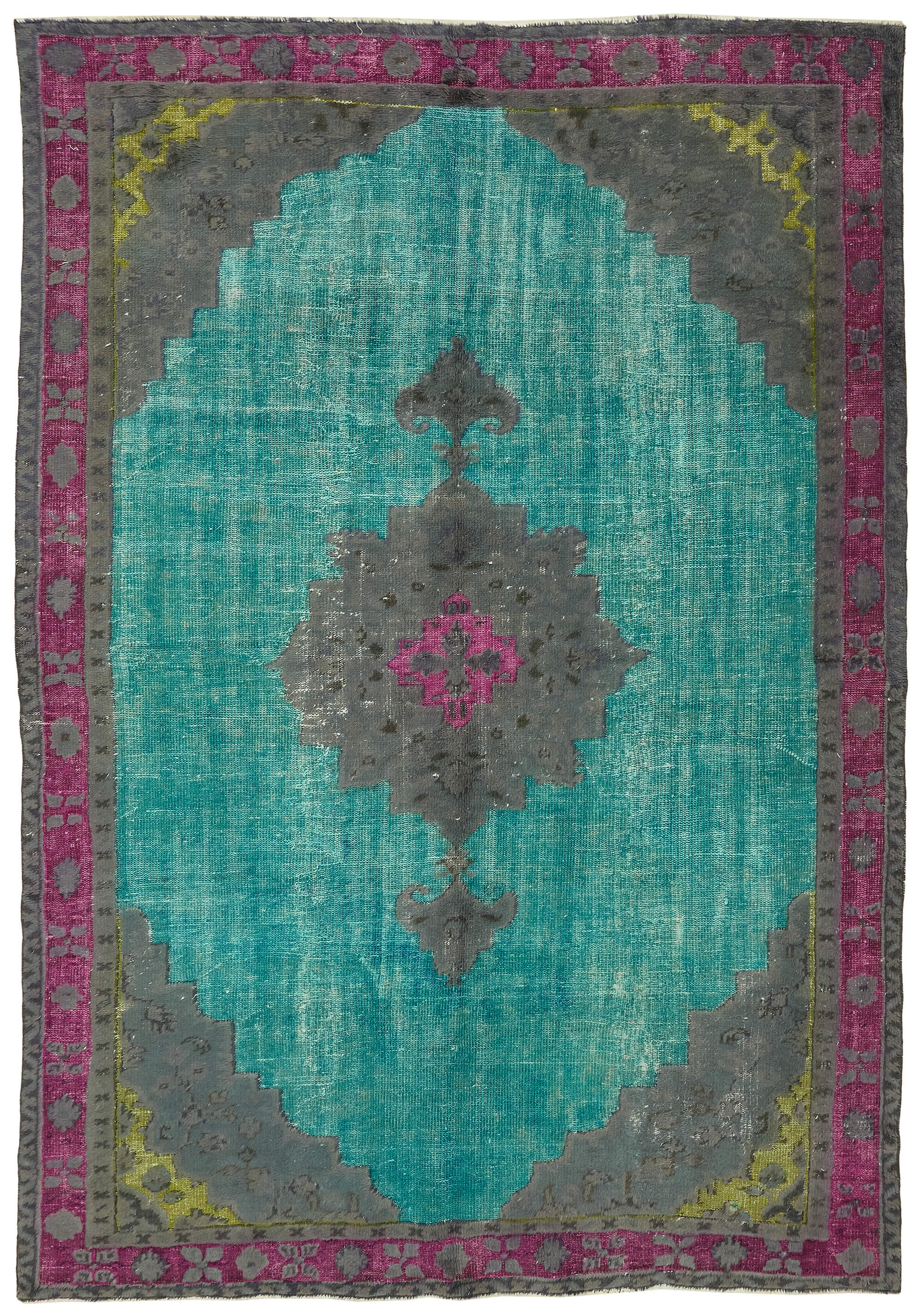 7x10 Vintage Hand-Carved Turkish Rug - 47102