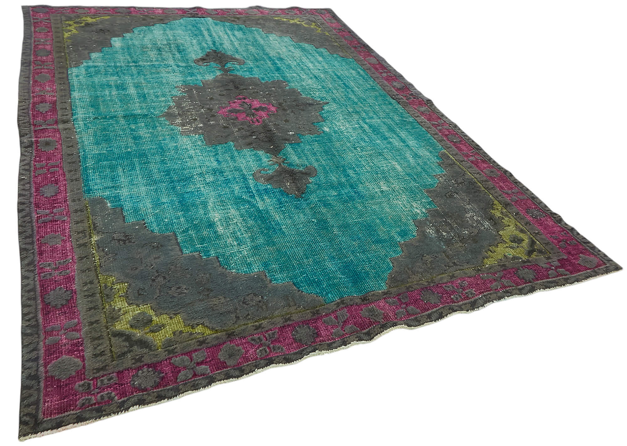 7x10 Vintage Hand-Carved Turkish Rug - 47102