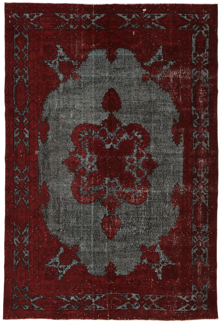 7x10 Vintage Hand-Carved Turkish Rug - 47105
