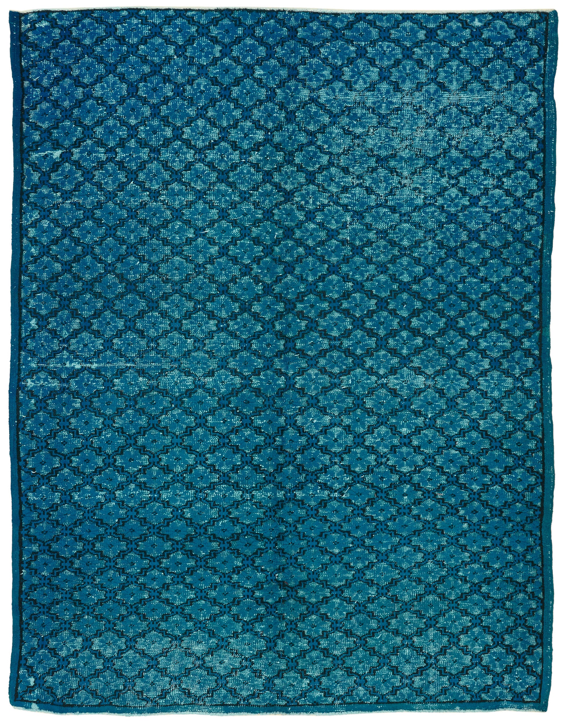 7x9 Vintage Hand-Carved Turkish Rug - 47106