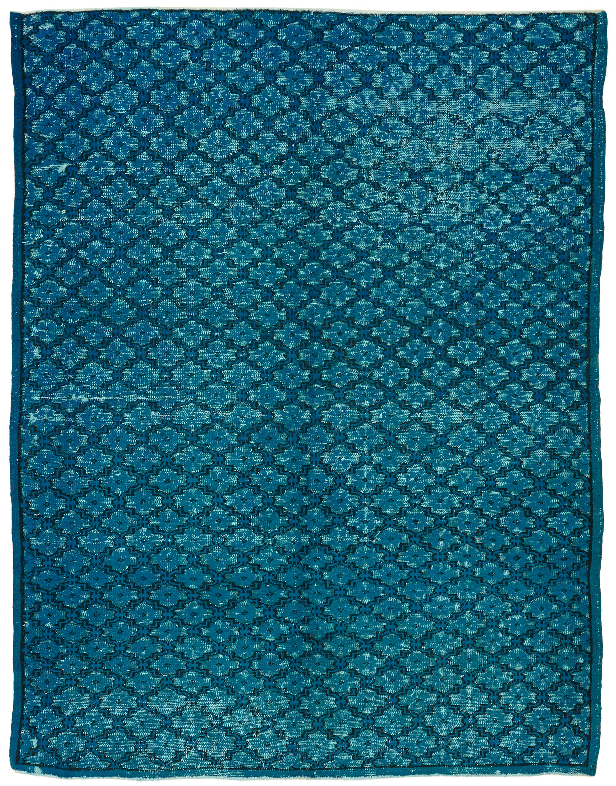 7x9 Vintage Hand-Carved Turkish Rug - 47106