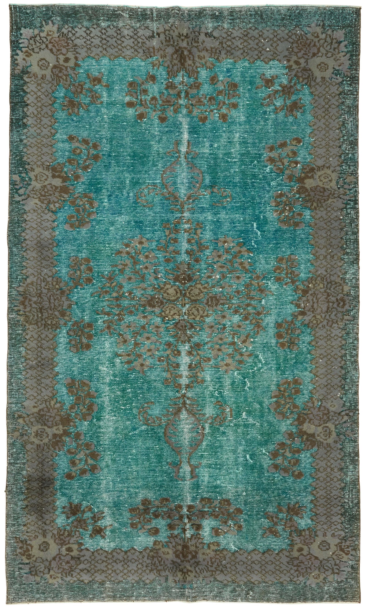 6x11 Vintage Hand-Carved Turkish Rug - 47108