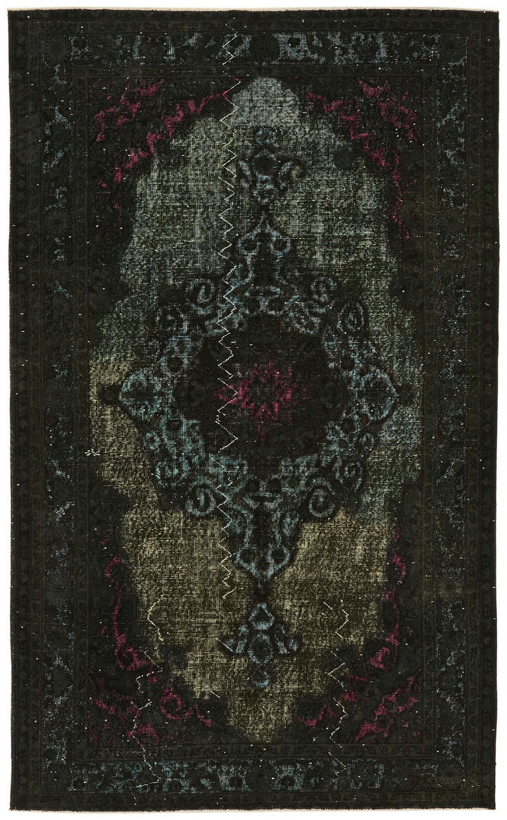 5x9 Vintage Hand-Carved Turkish Rug - 47111
