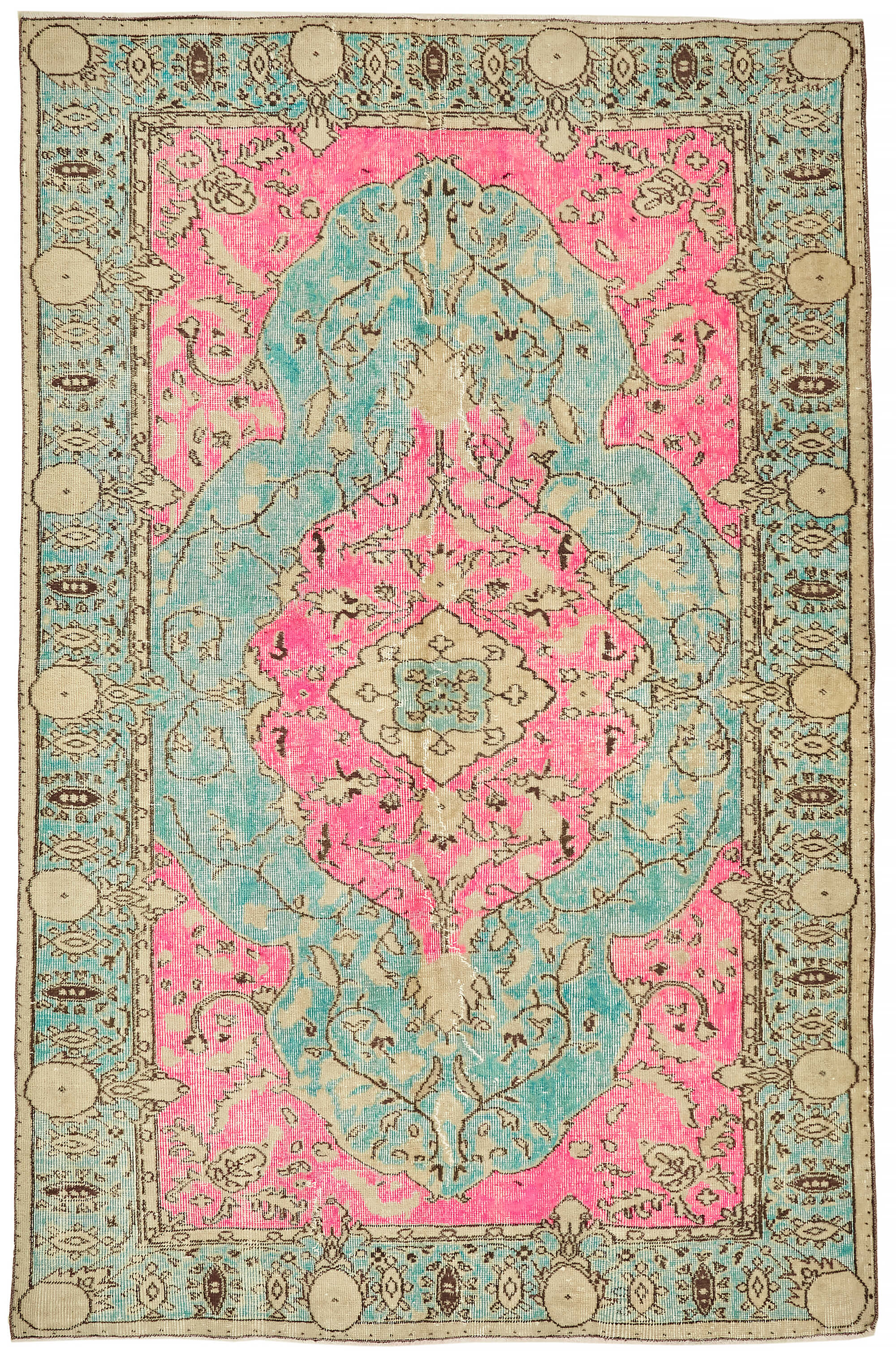 6x9 Vintage Hand-Carved Turkish Rug - 47114