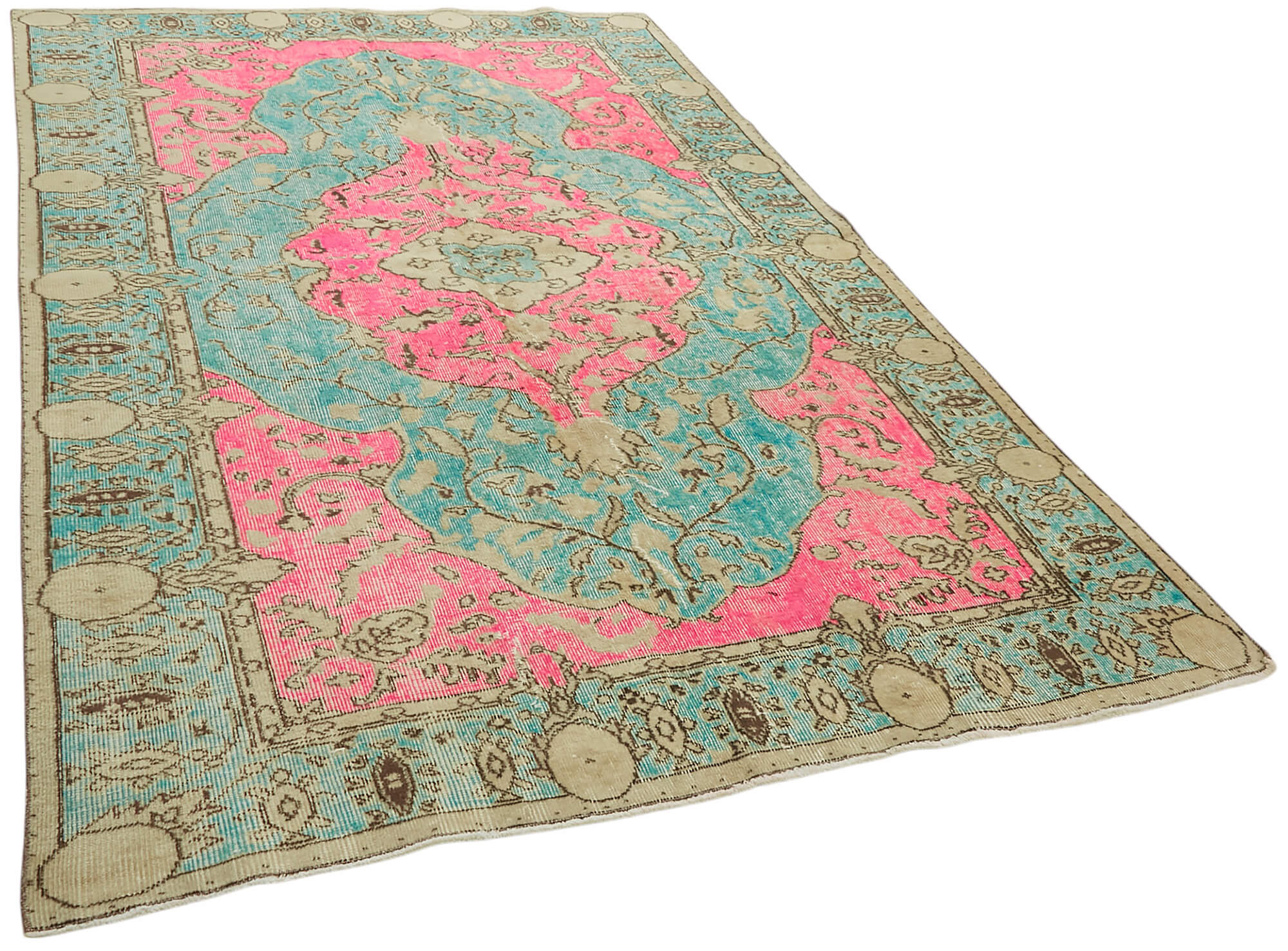 6x9 Vintage Hand-Carved Turkish Rug - 47114
