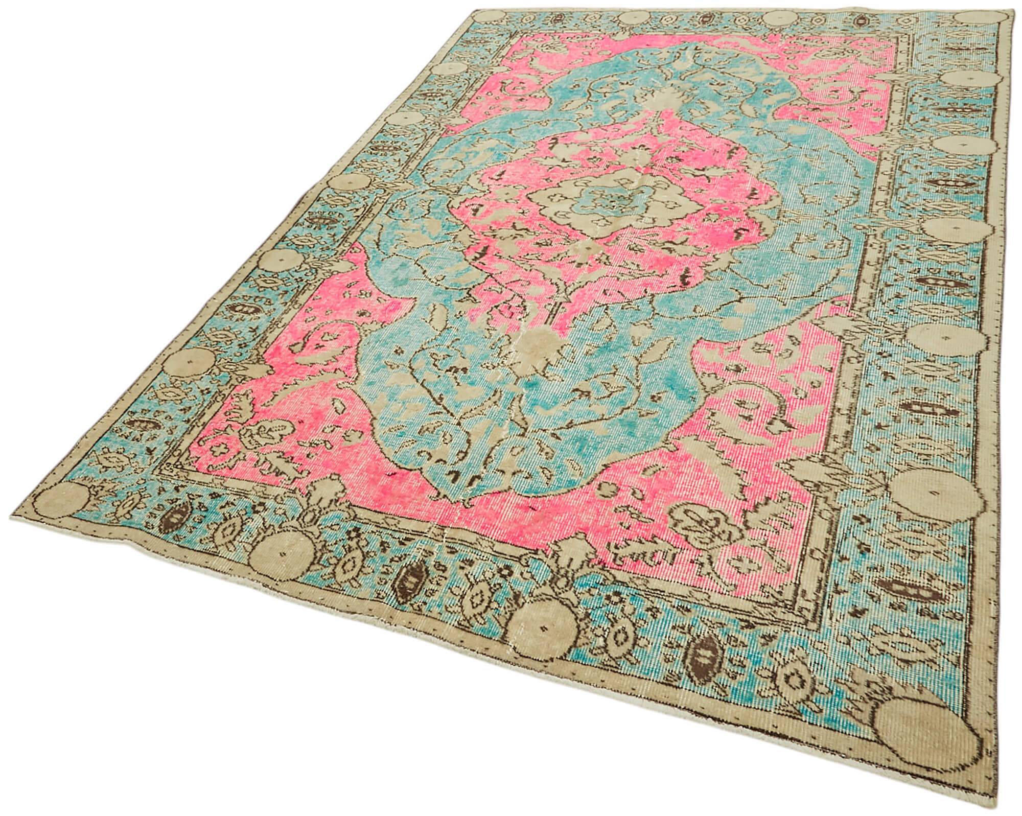 6x9 Vintage Hand-Carved Turkish Rug - 47114