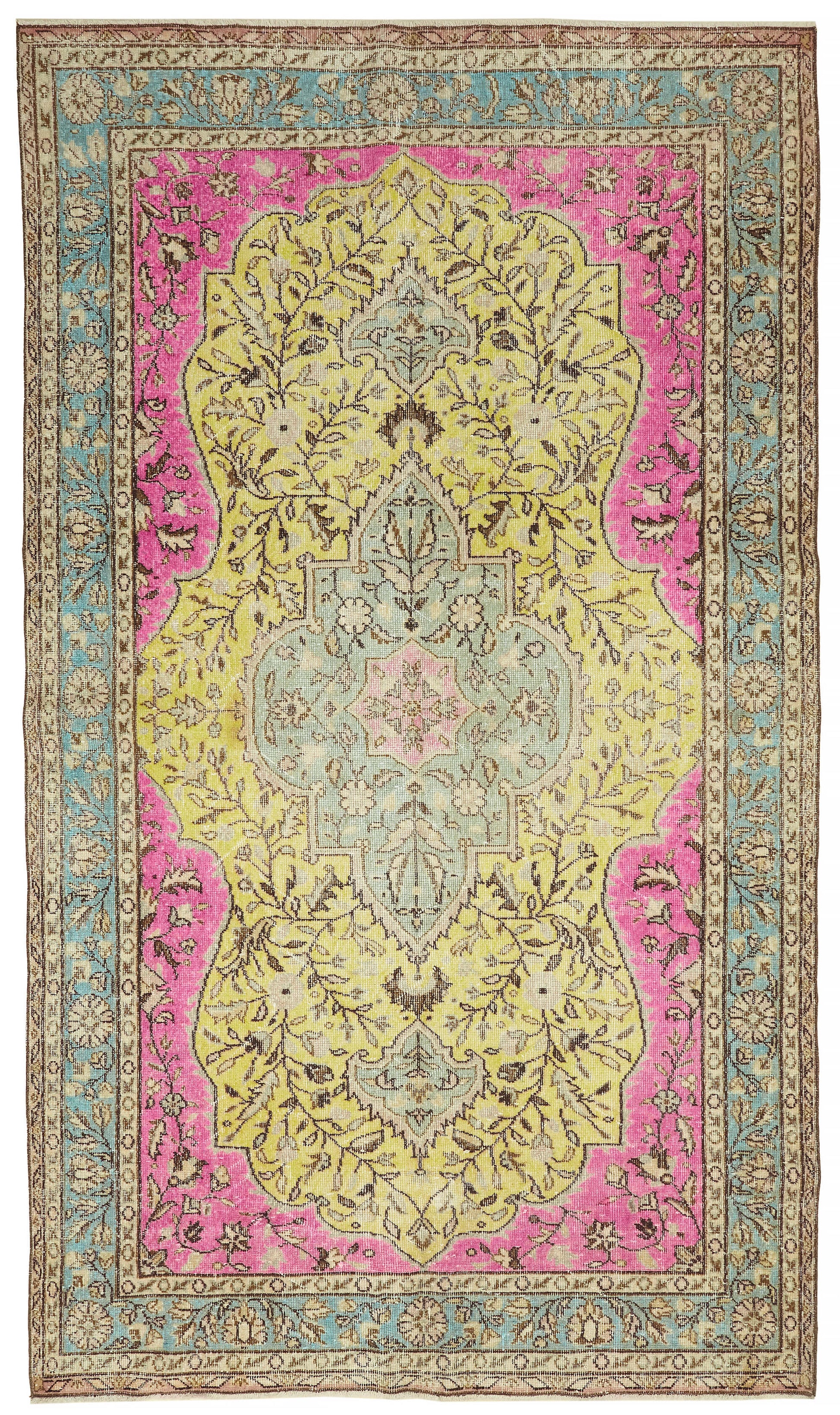 6x11 Vintage Hand-Carved Turkish Rug - 47115