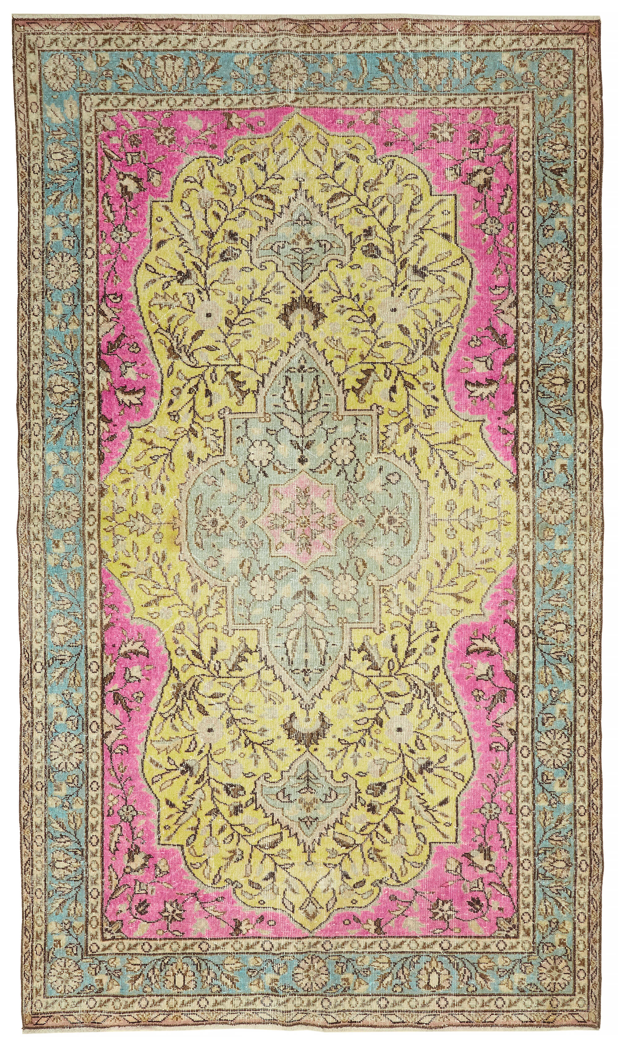 6x11 Vintage Hand-Carved Turkish Rug - 47115