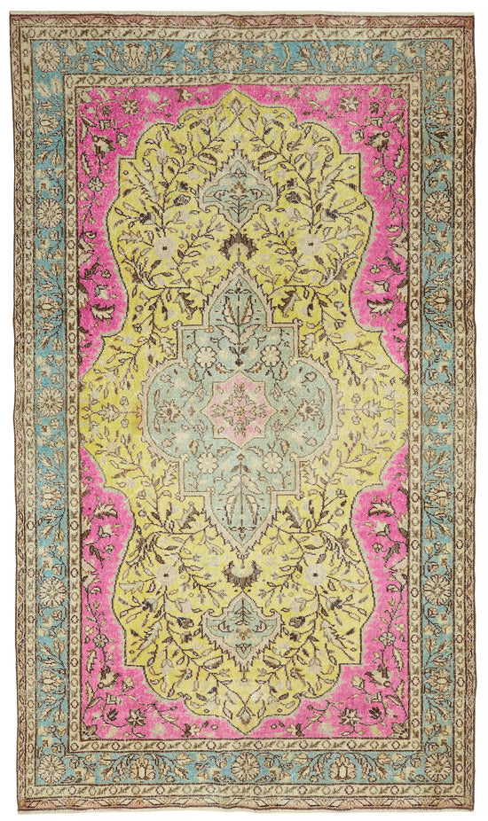 6x11 Vintage Hand-Carved Turkish Rug - 47115