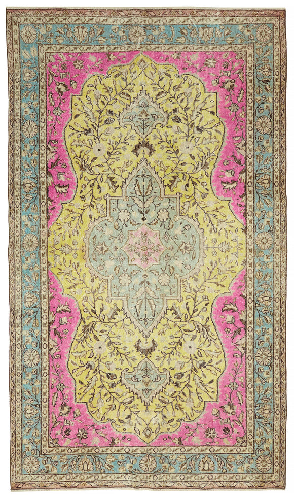 6x11 Vintage Hand-Carved Turkish Rug - 47115