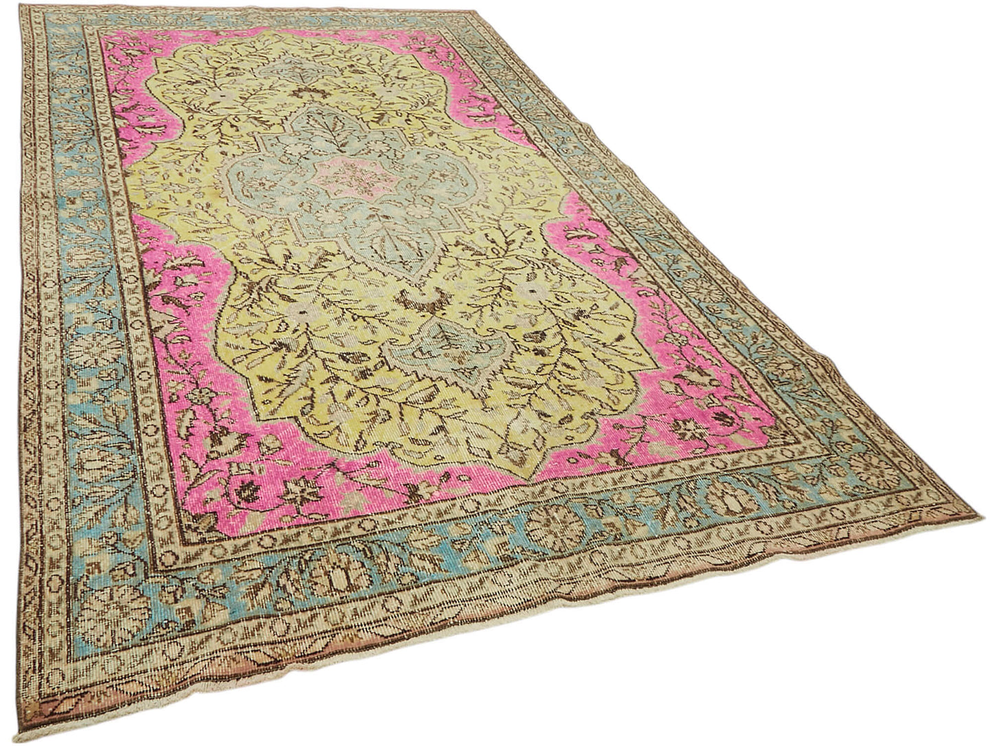 6x11 Vintage Hand-Carved Turkish Rug - 47115