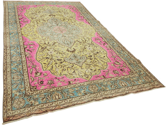 6x11 Vintage Hand-Carved Turkish Rug - 47115