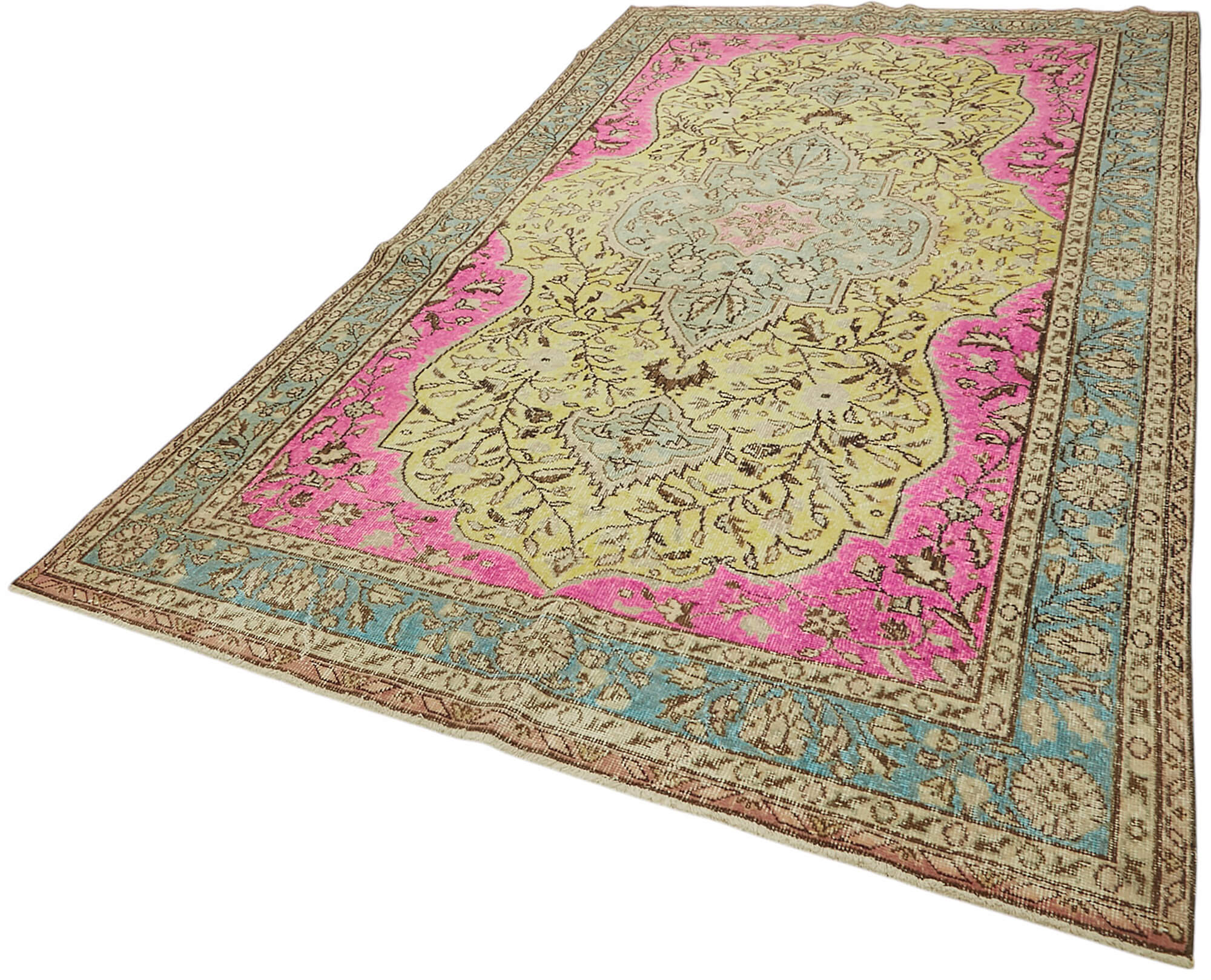 6x11 Vintage Hand-Carved Turkish Rug - 47115