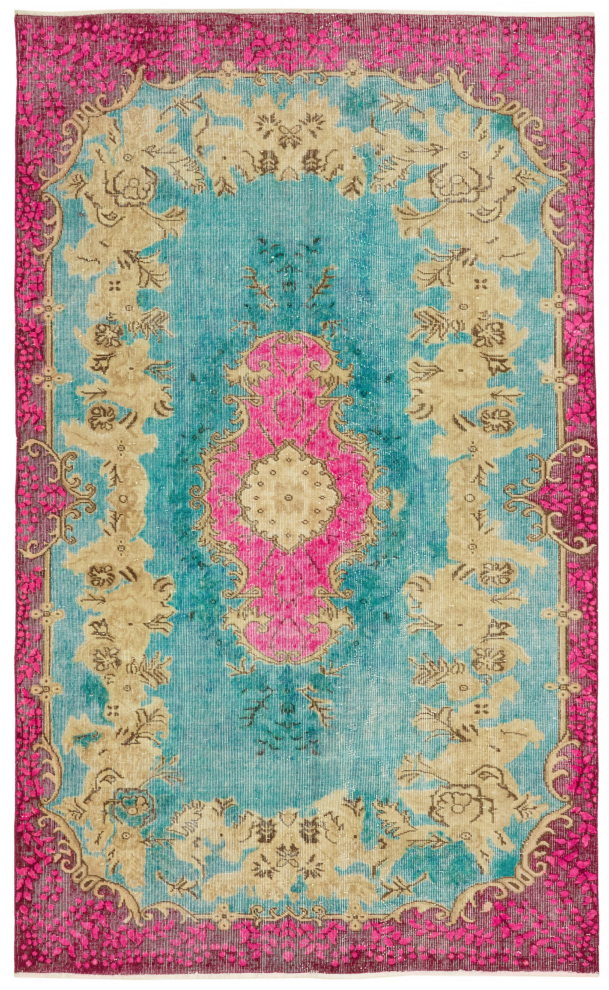 5x9 Vintage Hand-Carved Turkish Rug - 47116