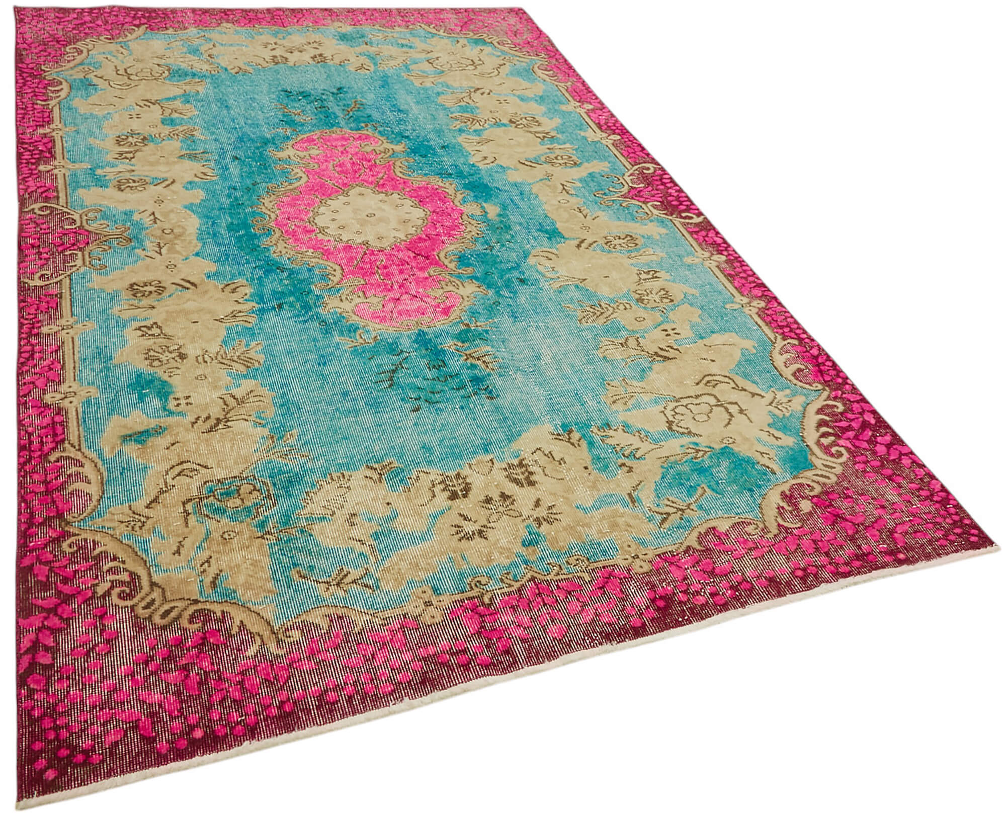 5x9 Vintage Hand-Carved Turkish Rug - 47116