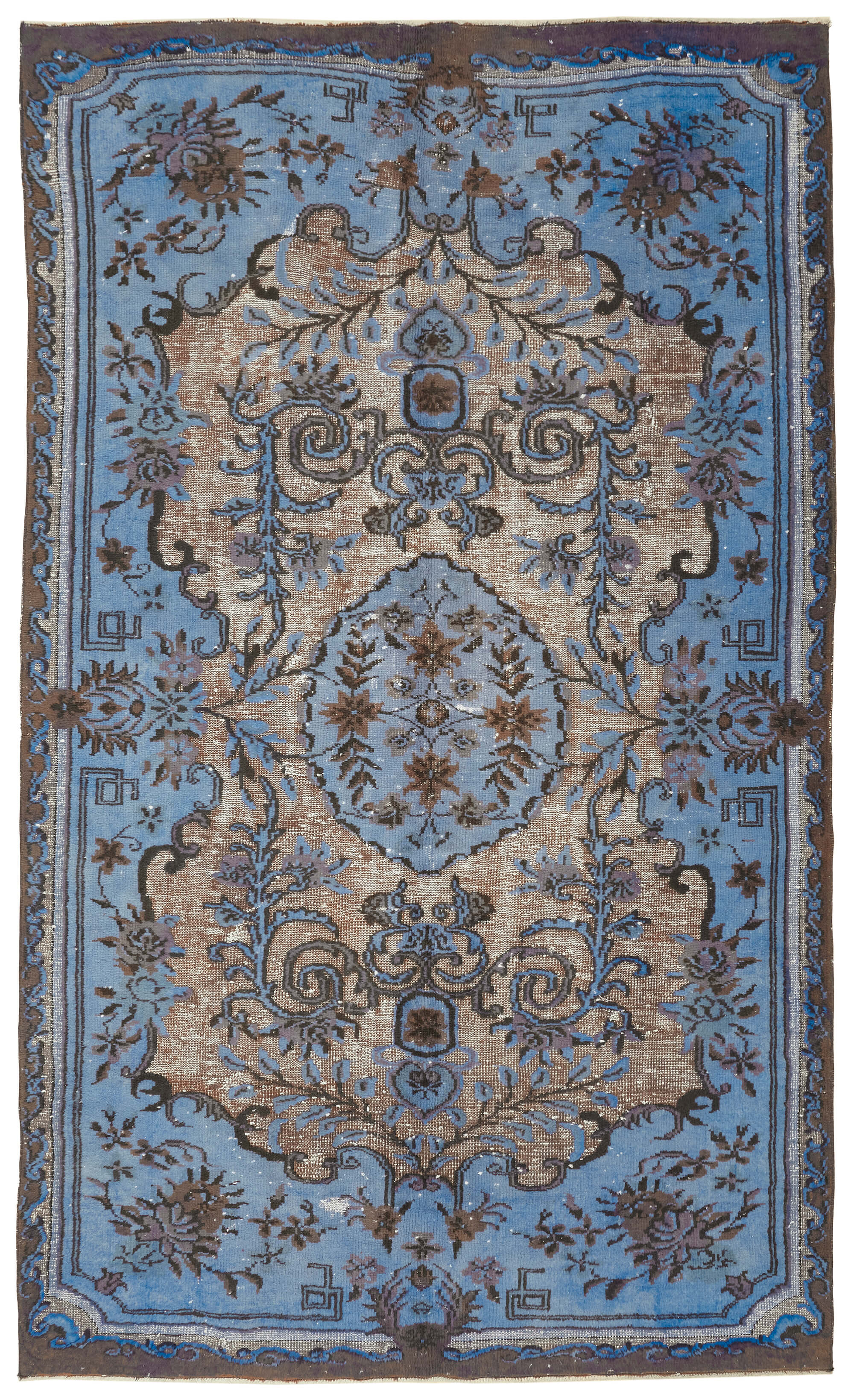 7x11 Vintage Hand-Carved Turkish Rug - 47117