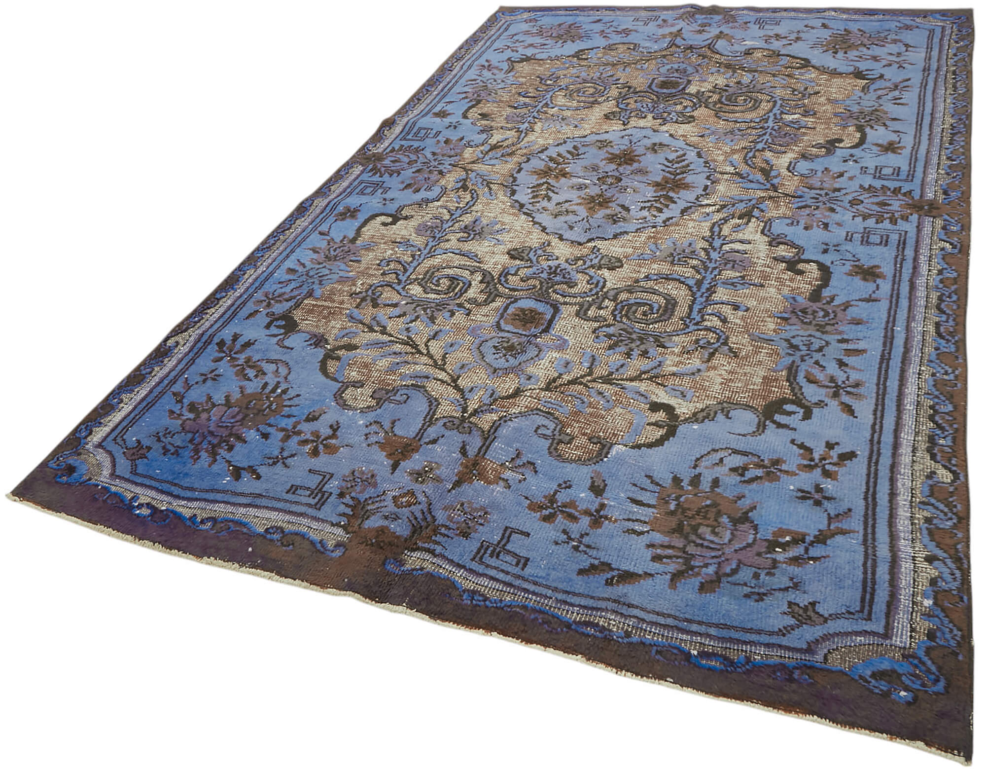 7x11 Vintage Hand-Carved Turkish Rug - 47117