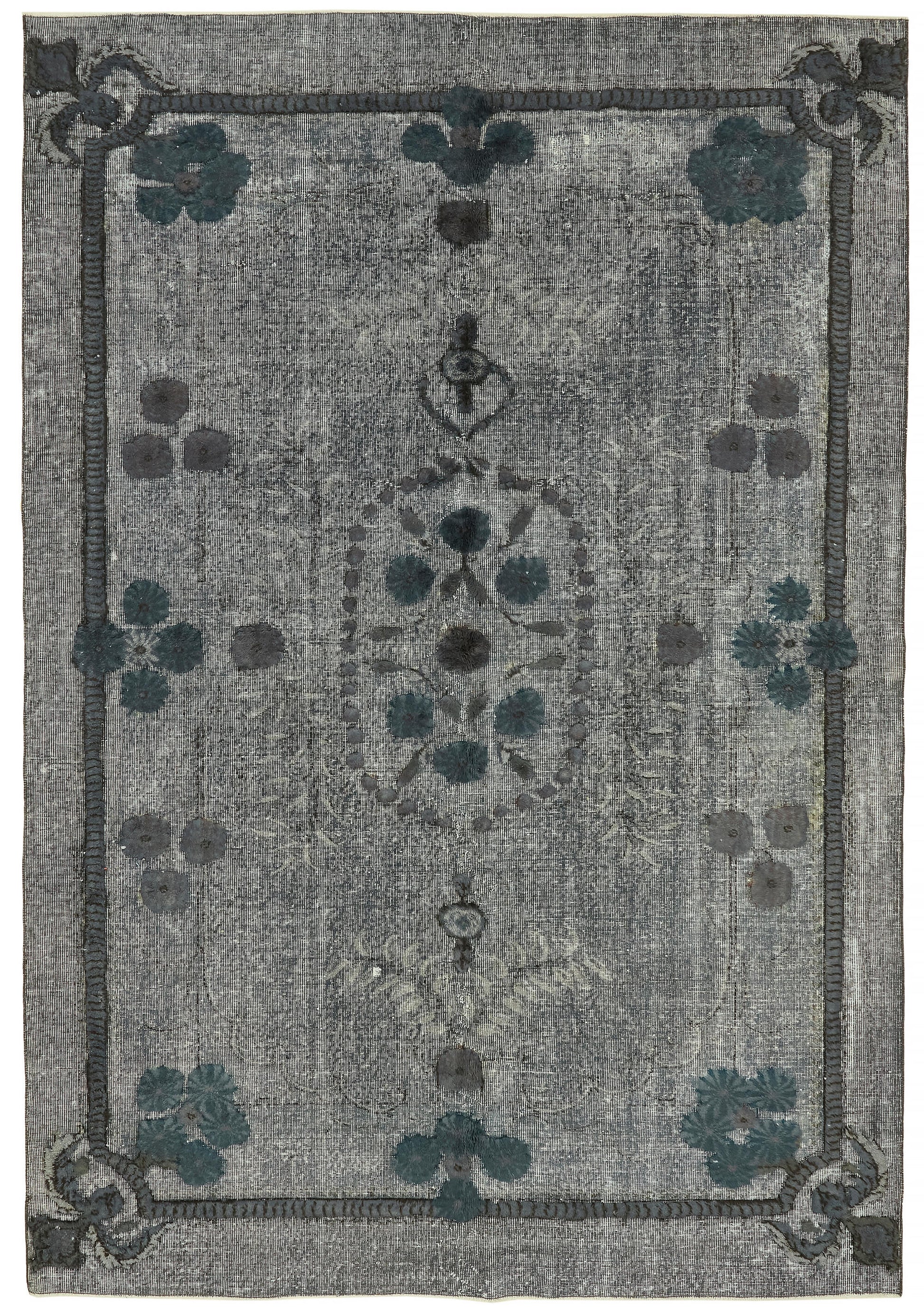 7x10 Vintage Hand-Carved Turkish Rug - 47132