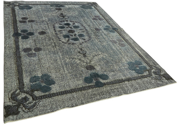 7x10 Vintage Hand-Carved Turkish Rug - 47132
