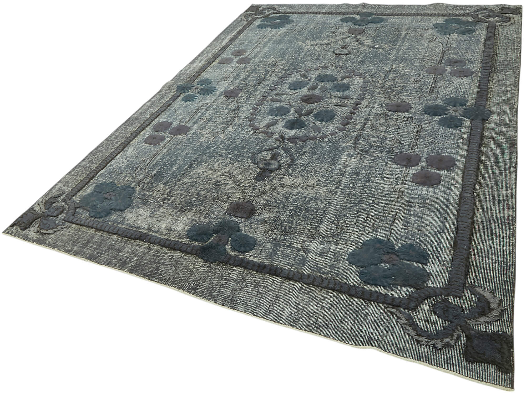 7x10 Vintage Hand-Carved Turkish Rug - 47132