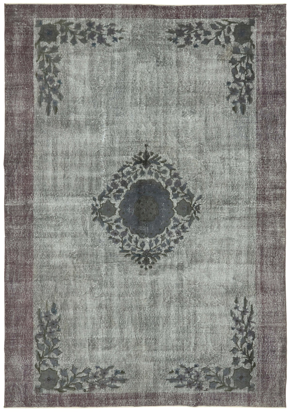 7x10 Vintage Hand-Carved Turkish Rug - 47136