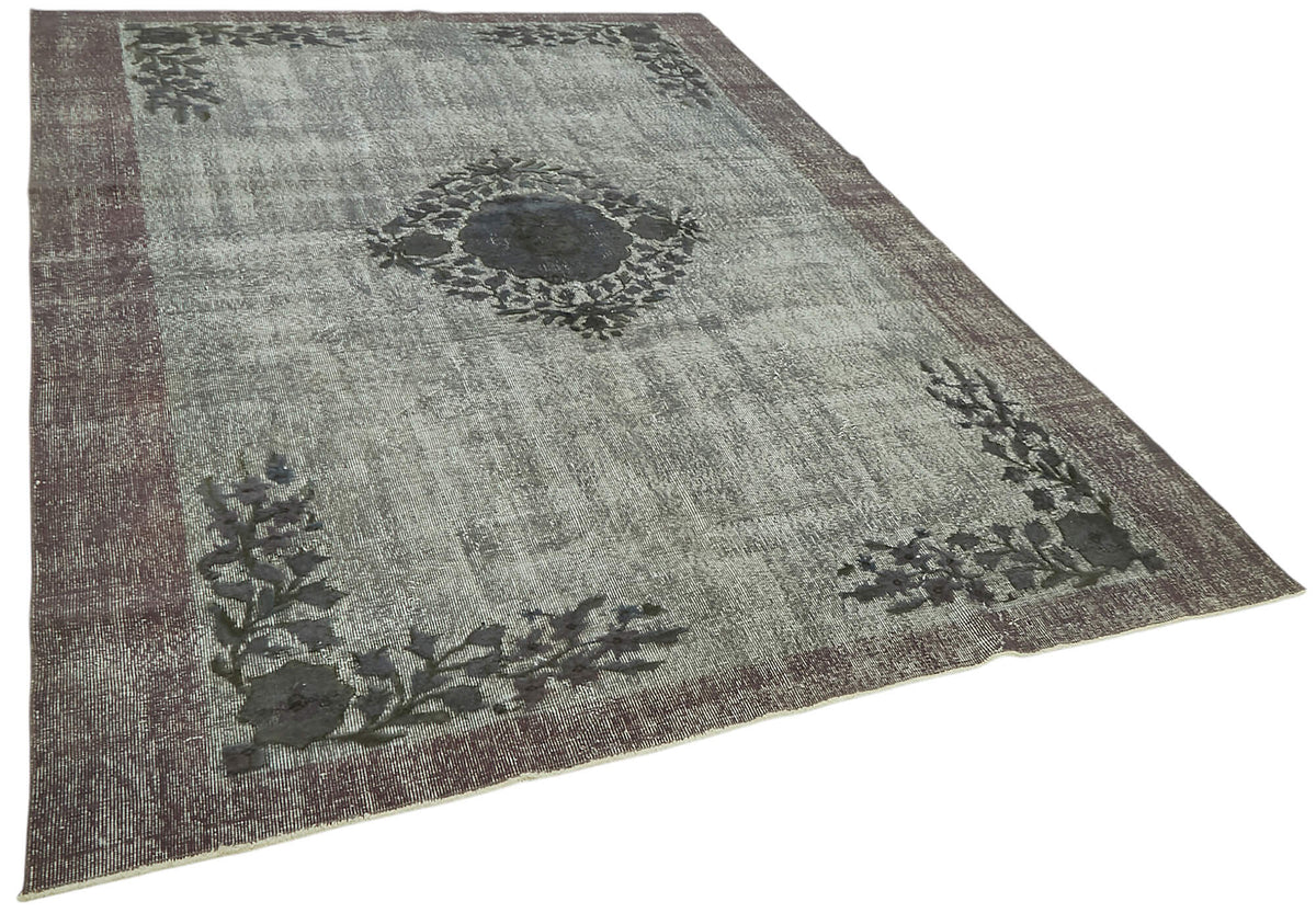 7x10 Vintage Hand-Carved Turkish Rug - 47136