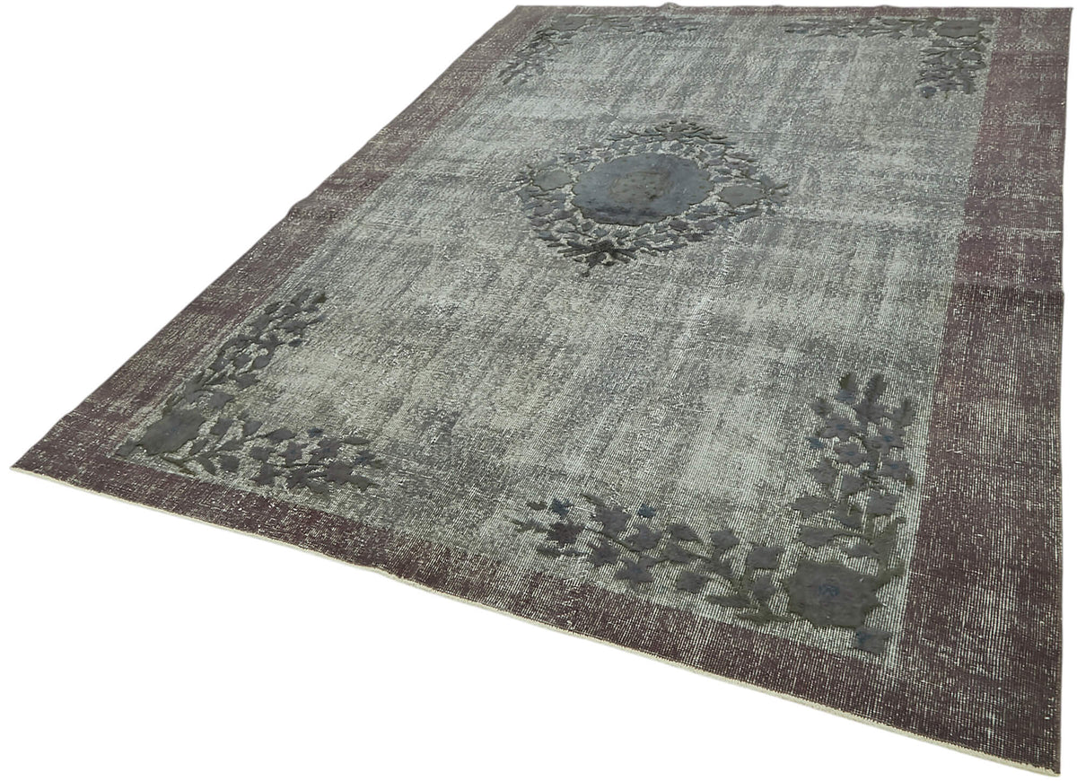 7x10 Vintage Hand-Carved Turkish Rug - 47136