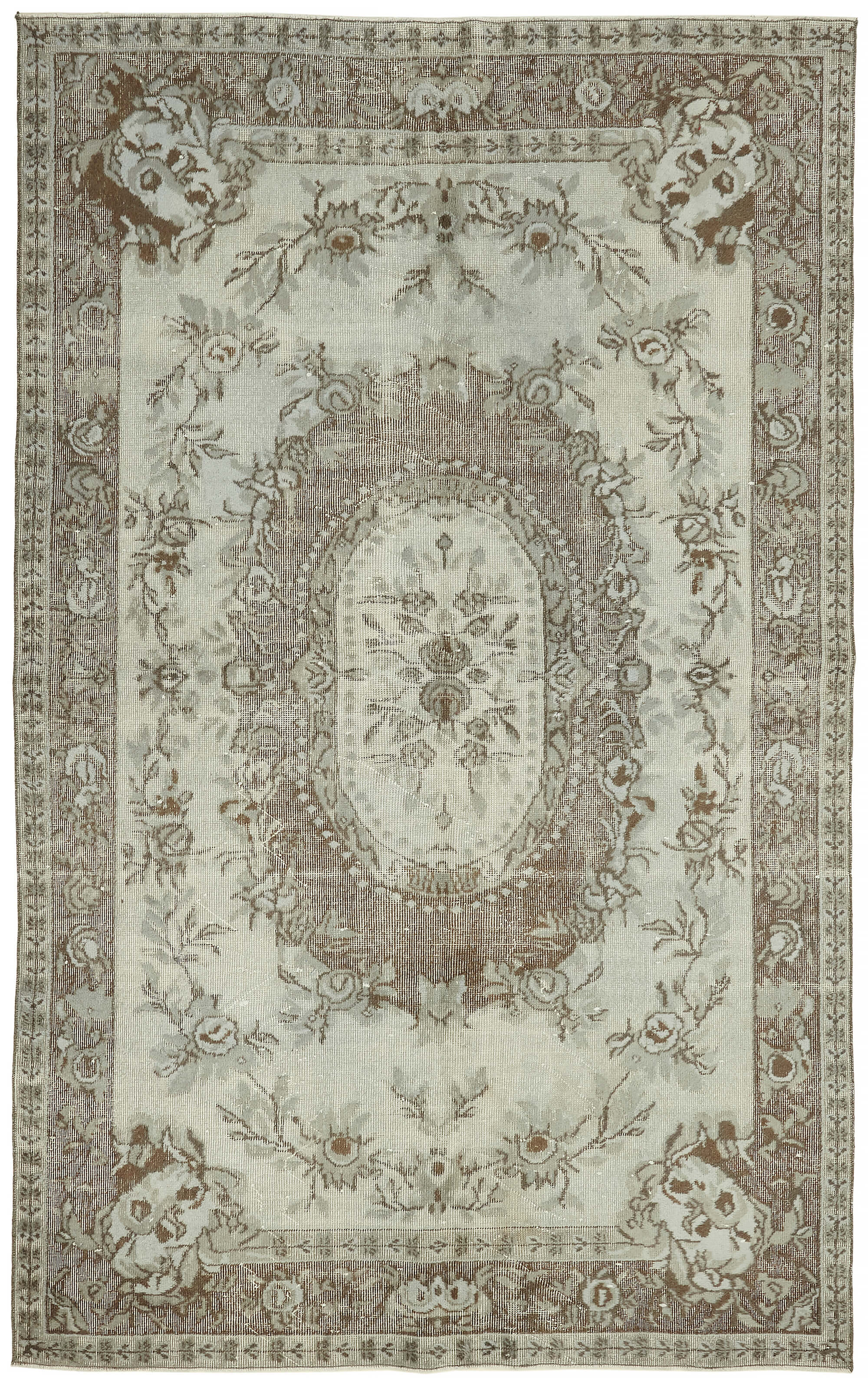 6x9 Vintage Hand-Carved Turkish Rug - 47138