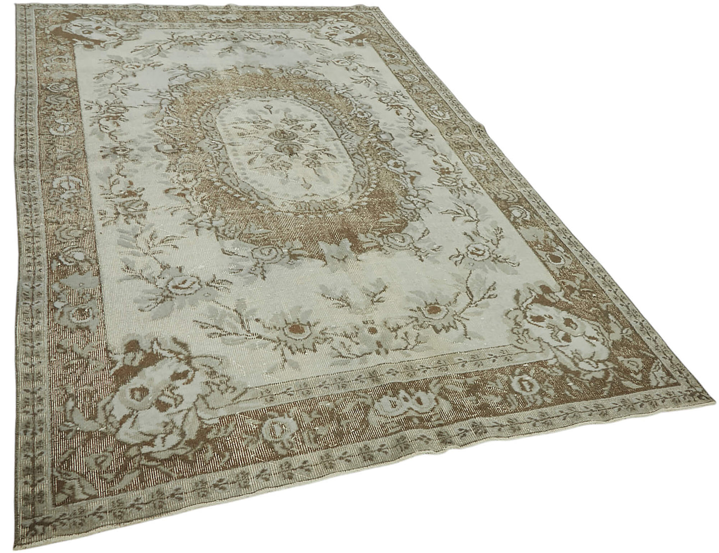 6x9 Vintage Hand-Carved Turkish Rug - 47138